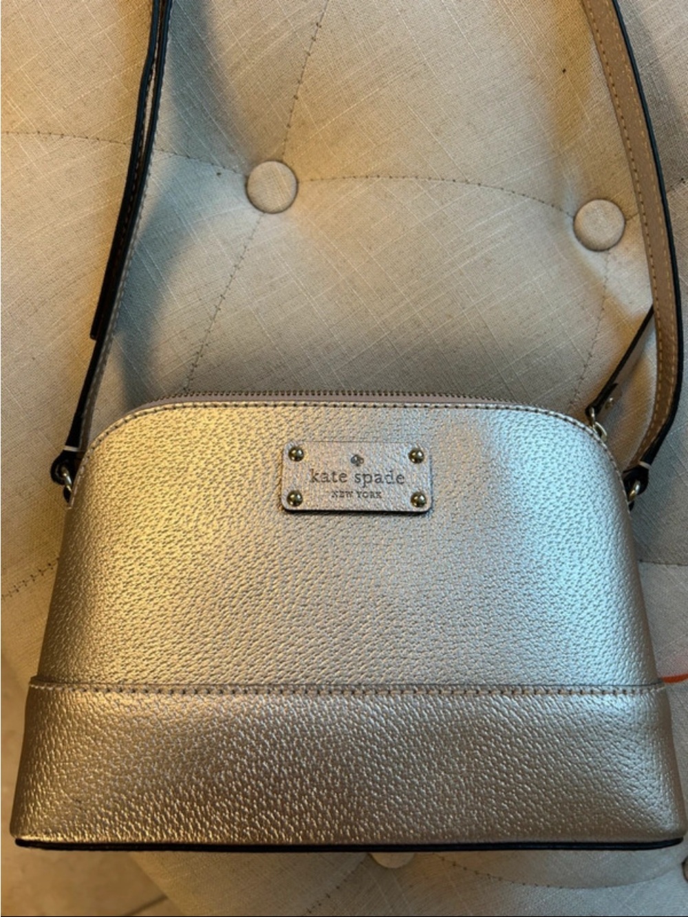 kate spade Silver Metallic Dome Crossbody